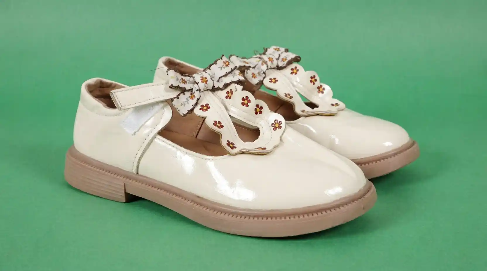 Cream Floral Mary Jane Children's Shoes